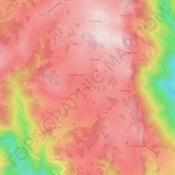 Mappa topografica Le Bec, altitudine, rilievo