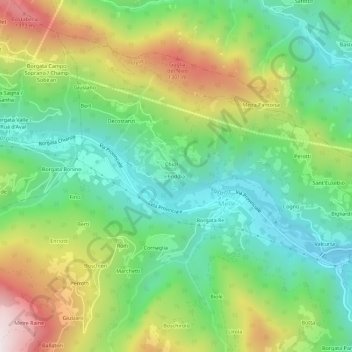 Mappa topografica Friddia, altitudine, rilievo