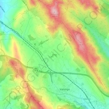 Mappa topografica Susão, altitudine, rilievo