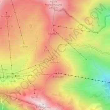 Mappa topografica Col de Portet, altitudine, rilievo