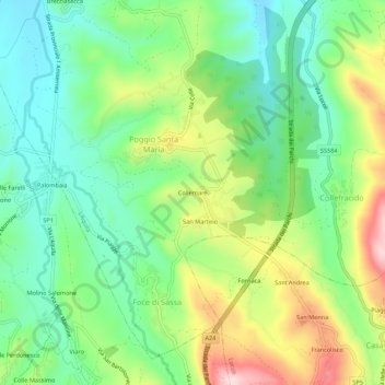 Mappa topografica Collemare, altitudine, rilievo