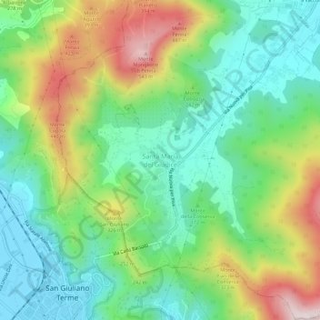 Mappa topografica Santa Maria del Giudice, altitudine, rilievo