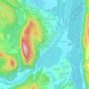 Mappa topografica Cressin, altitudine, rilievo