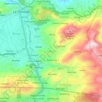 Mappa topografica Lubas, altitudine, rilievo