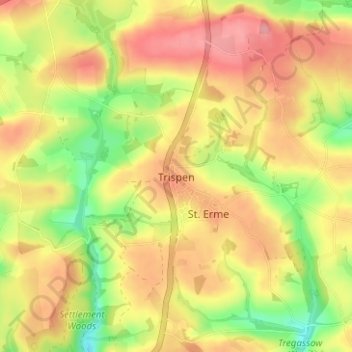 Mappa topografica Trispen, altitudine, rilievo