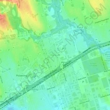 Mappa topografica Glen Grove, altitudine, rilievo