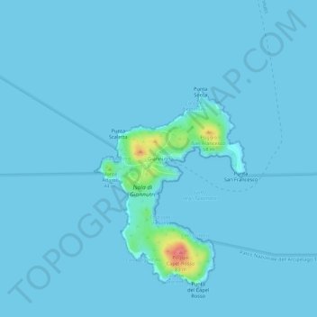 Mappa topografica Giannutri, altitudine, rilievo