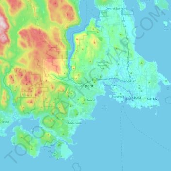 Mappa topografica Langford, altitudine, rilievo