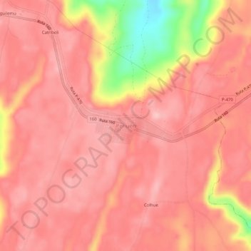 Mappa topografica Pehuén, altitudine, rilievo