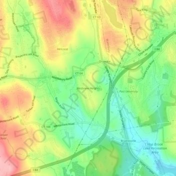 Mappa topografica Westview Heights, altitudine, rilievo