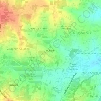 Mappa topografica Ittangur, altitudine, rilievo