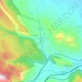 Mappa topografica Encío, altitudine, rilievo