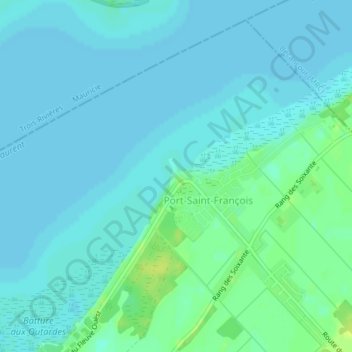 Mappa topografica Pointe aux Sables, altitudine, rilievo