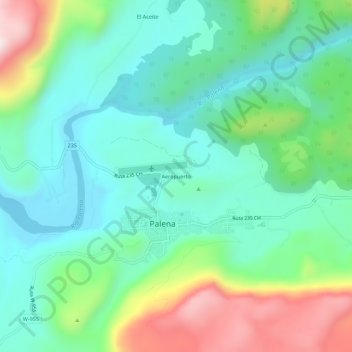 Mappa topografica Aeropuerto, altitudine, rilievo