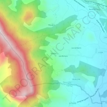 Mappa topografica Thuoux, altitudine, rilievo