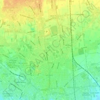 Mappa topografica Paderno, altitudine, rilievo