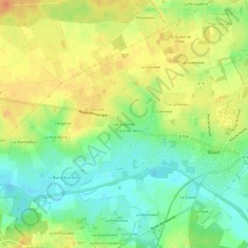 Mappa topografica Les Colonies, altitudine, rilievo