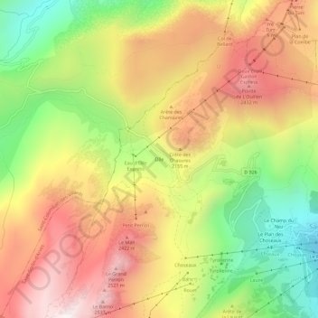 Mappa topografica Olle, altitudine, rilievo