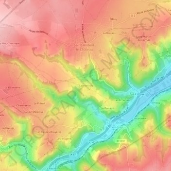 Mappa topografica Balmondon, altitudine, rilievo