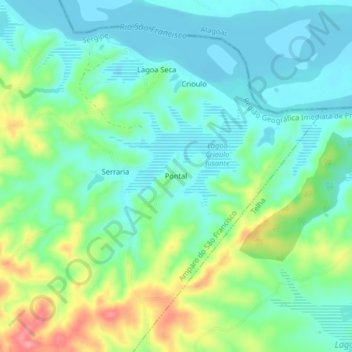 Mappa topografica Pontal, altitudine, rilievo