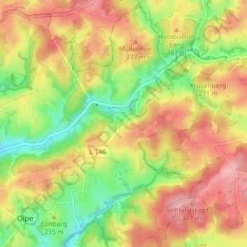 Mappa topografica Bilstein, altitudine, rilievo