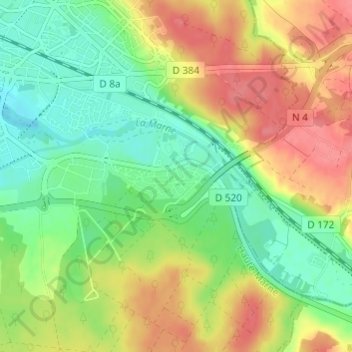 Mappa topografica Marnaval, altitudine, rilievo