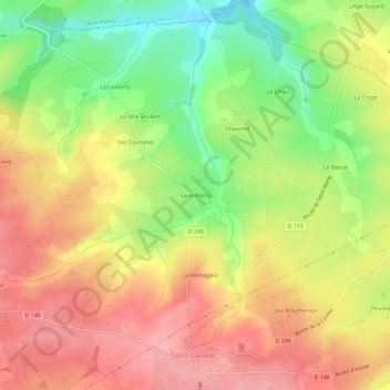 Mappa topografica Saint-Rémy, altitudine, rilievo