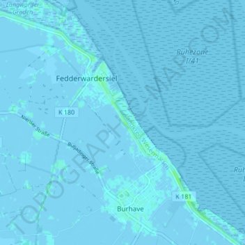 Mappa topografica Klein Fedderwarden, altitudine, rilievo