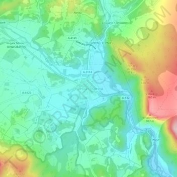 Mappa topografica Maestu, altitudine, rilievo
