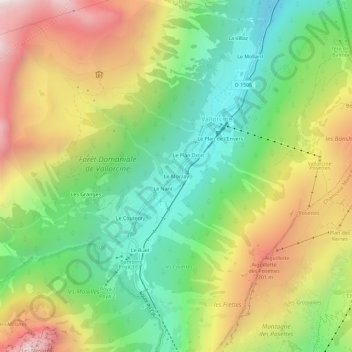 Mappa topografica Le Morzay, altitudine, rilievo