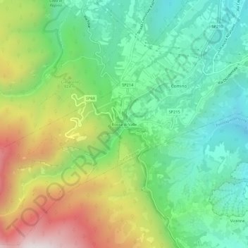 Mappa topografica Bocca di Valle, altitudine, rilievo