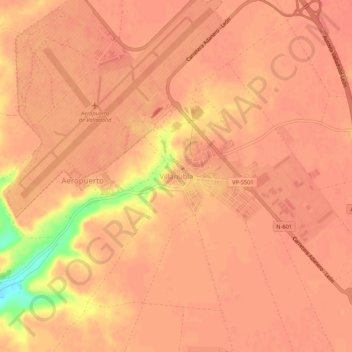 Mappa topografica Villanubla, altitudine, rilievo