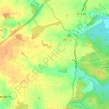 Mappa topografica Hinton, altitudine, rilievo