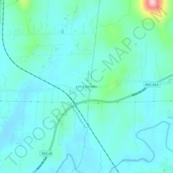 Mappa topografica Linha Geraldo, altitudine, rilievo