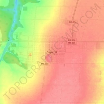 Mappa topografica Sapezal, altitudine, rilievo
