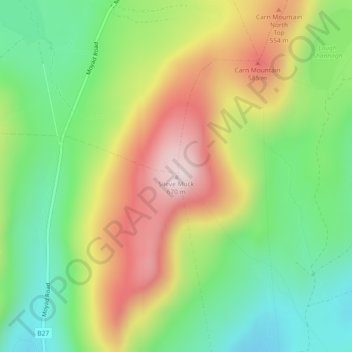 Mappa topografica Slieve Muck, altitudine, rilievo