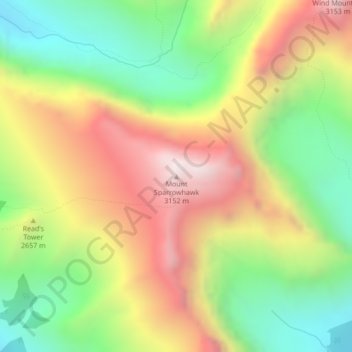 Mappa topografica Mount Sparrowhawk, altitudine, rilievo