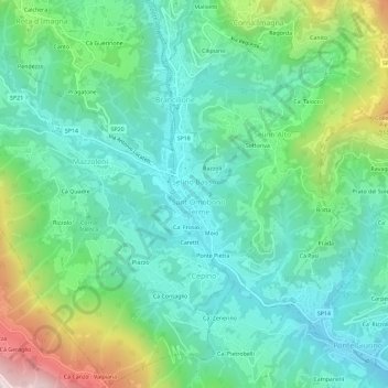 Mappa topografica Felisa, altitudine, rilievo