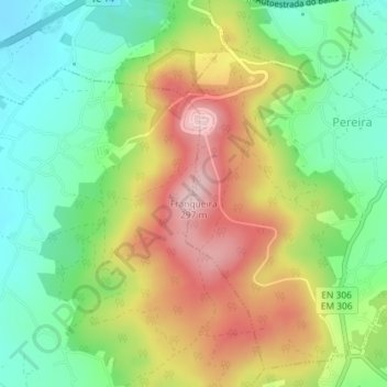 Mappa topografica Franqueira, altitudine, rilievo
