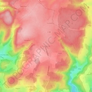 Mappa topografica Pierre Écrite, altitudine, rilievo