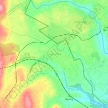 Mappa topografica Embulbul, altitudine, rilievo