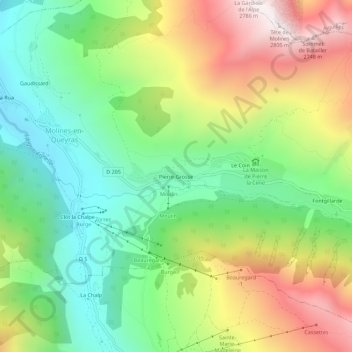 Mappa topografica Pierre-Grosse, altitudine, rilievo
