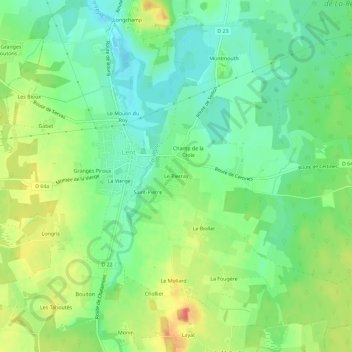 Mappa topografica Le Pierray, altitudine, rilievo