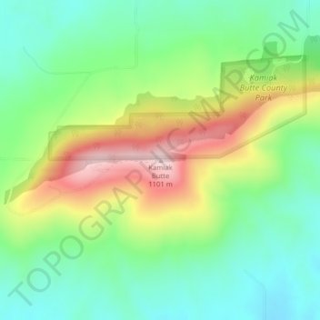 Mappa topografica Kamiak Butte, altitudine, rilievo