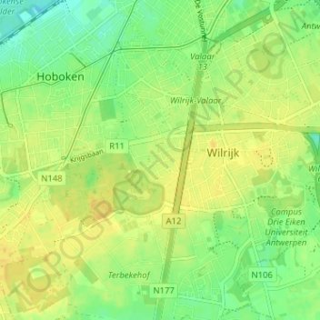 Mappa topografica Koornbloem, altitudine, rilievo
