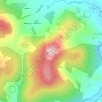 Mappa topografica Ben Newe, altitudine, rilievo