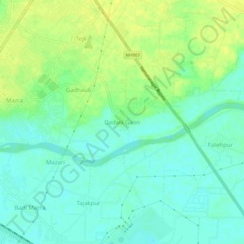 Mappa topografica Dadwa Gaon, altitudine, rilievo