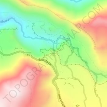 Mappa topografica Cascada Invertida, altitudine, rilievo
