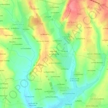 Mappa topografica Le Petit Aunay, altitudine, rilievo