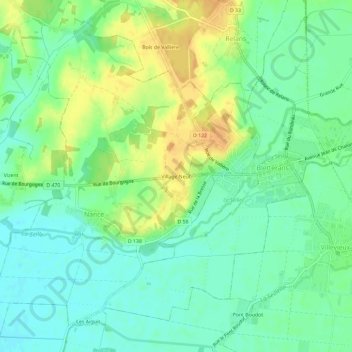 Mappa topografica Village Neuf, altitudine, rilievo